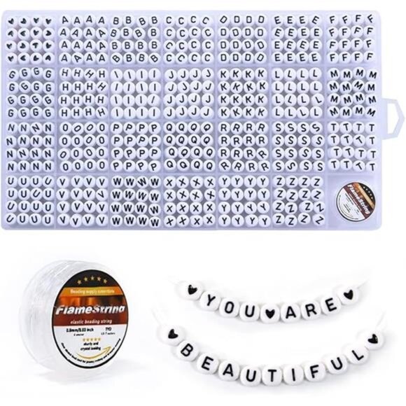 1400 pcs Letter Beads, 4x7 mm Acrylic Beads, Beads for Jewelry - Picture 7 of 7